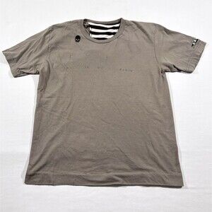 N.I.C.E. Collective Crew Gray Worn Faded Short Sleeve Cotton T-shirt Skull Sz S
